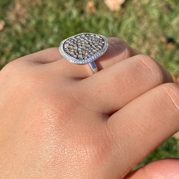 Zeghani Signed Colored Diamond and White Diamond Cocktail Ring - Picture 10 of 10